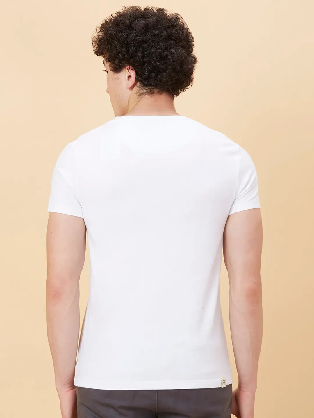 White Regular Fit Round Neck Men's T-Shirt by Being Human Clothing - Image 3