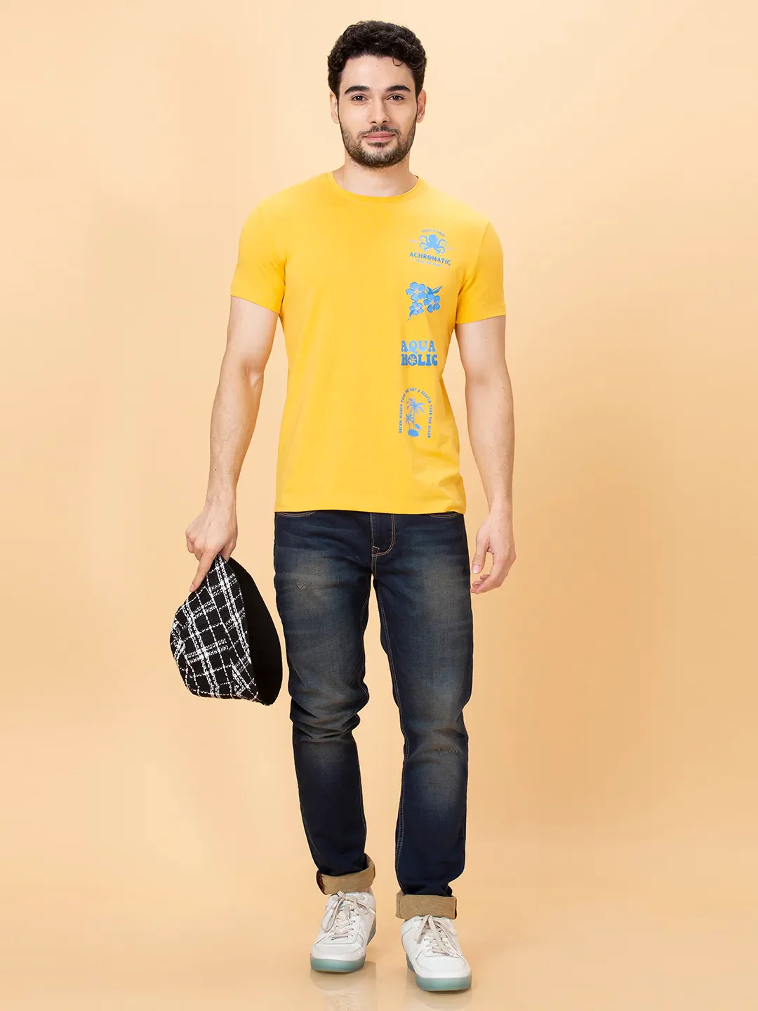 Yellow Regular Fit Round Neck Men's T-Shirt by Being Human Clothing - Image 6