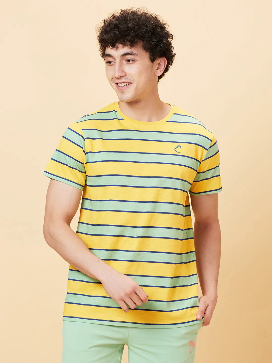 Yellow Regular Fit Round Neck Men's T-Shirt by Being Human Clothing