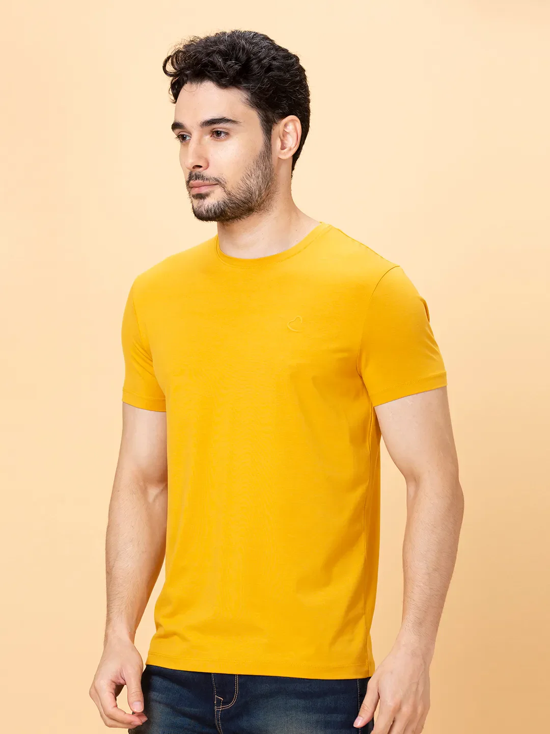 Yellow Regular Fit Round Neck Men's T-Shirt by Being Human Clothing - Image 4
