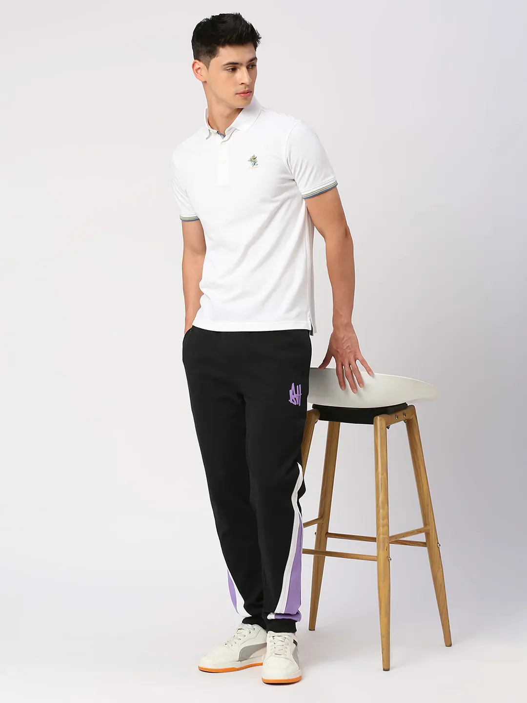 Jet Black Slim Straight Leg Track Pants For Men By Being Human Clothing - Image 6