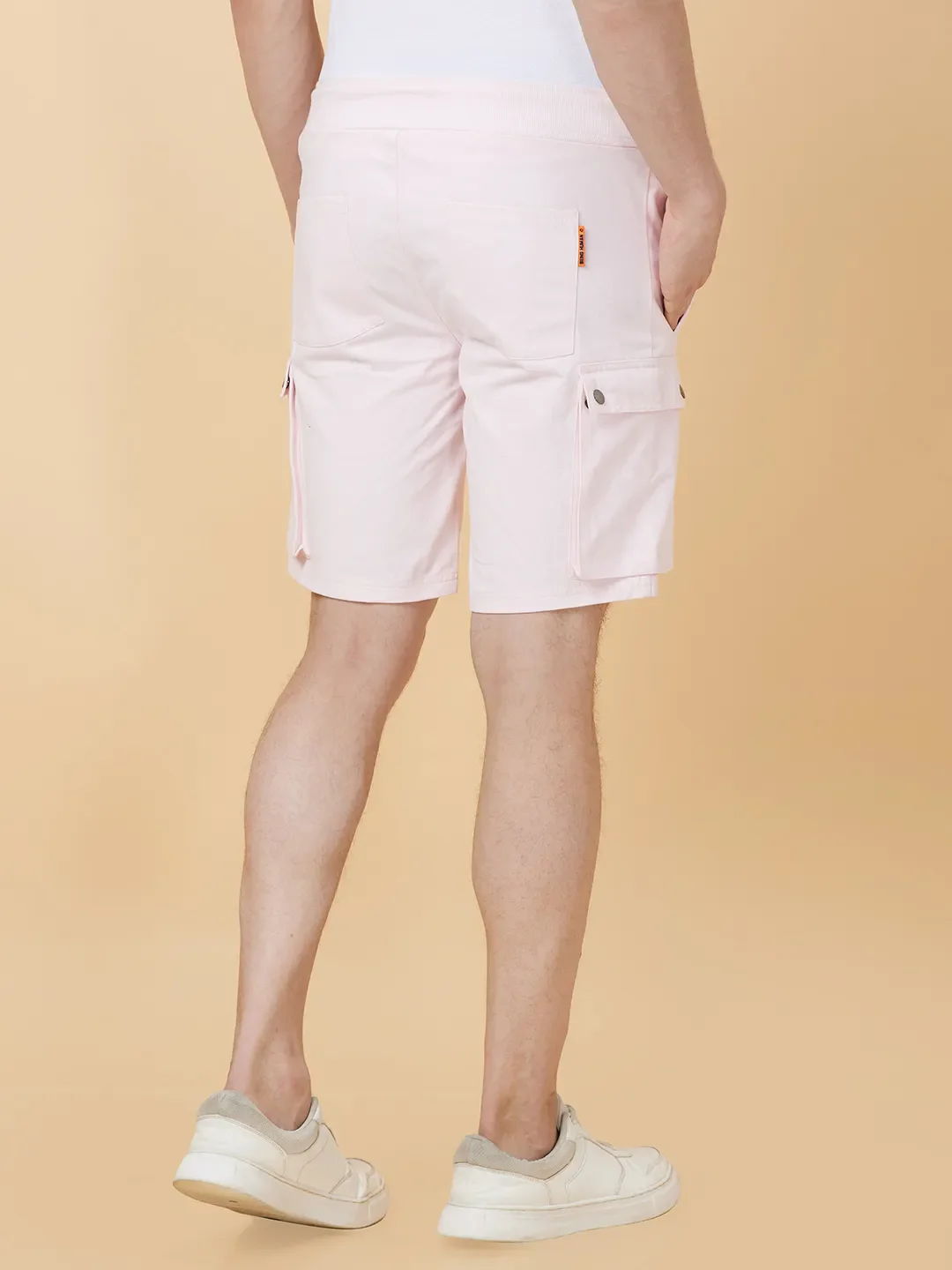Powder Pink Regular Fit Shorts For Men By Being Human Clothing - Image 4