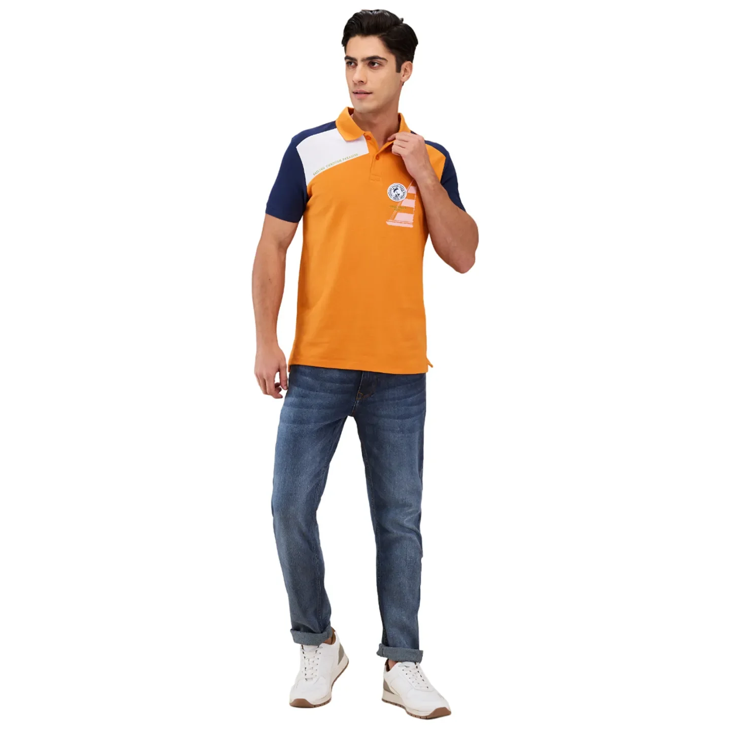 Yellow Regular Fit Men's Polo T-shirt by Being Human Clothing - Image 2