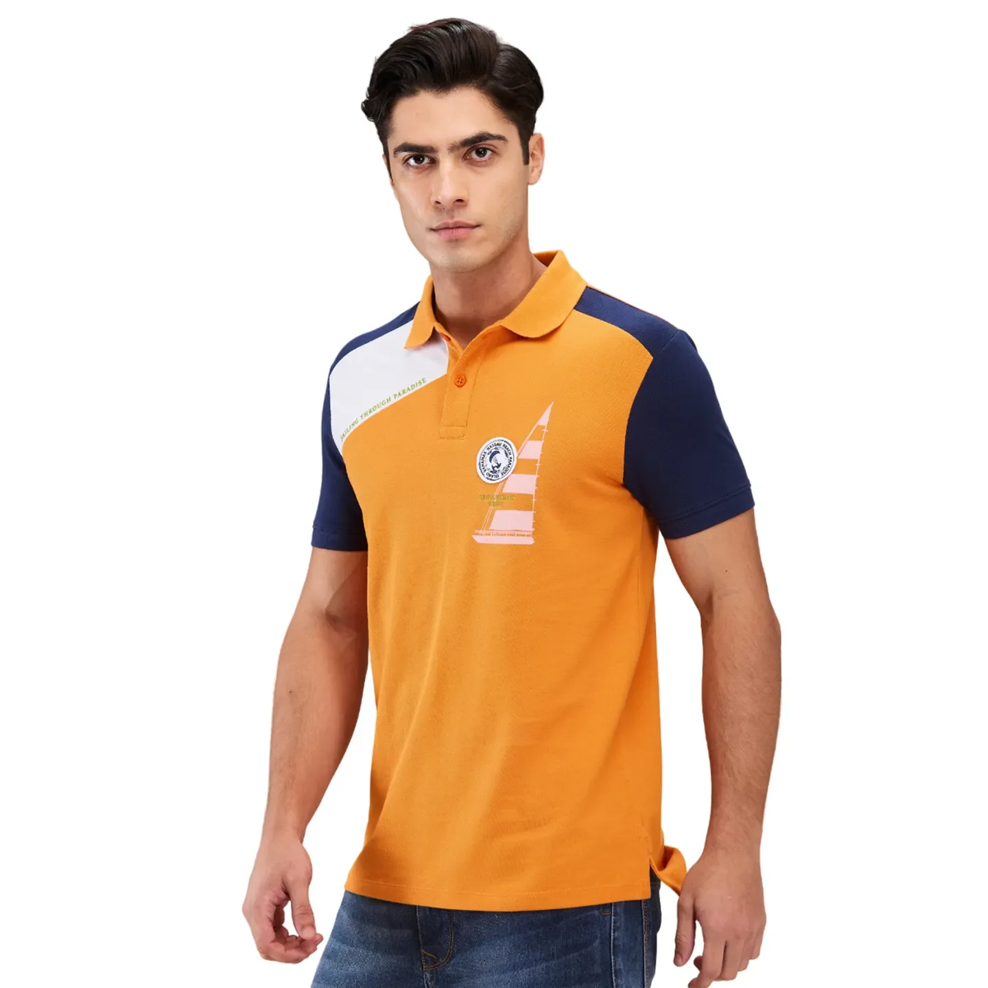 Yellow Regular Fit Men's Polo T-shirt by Being Human Clothing - Image 4