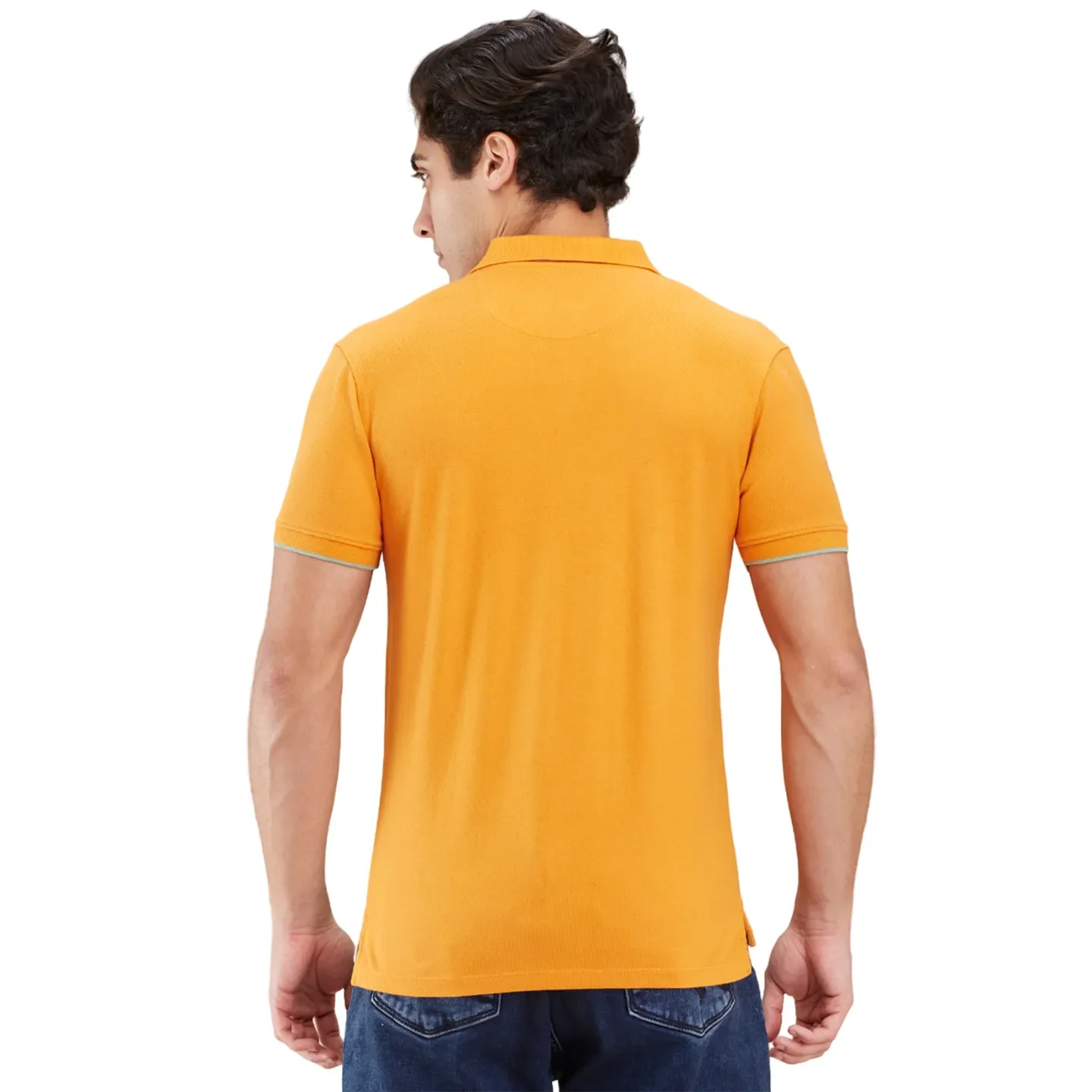 Yellow Regular Fit Men's Polo T-shirt by Being Human Clothing - Image 3