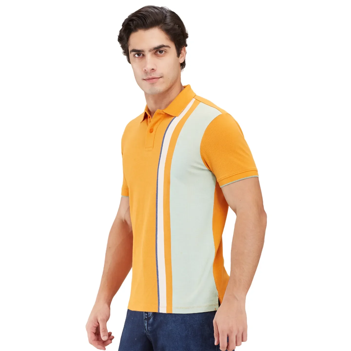 Yellow Regular Fit Men's Polo T-shirt by Being Human Clothing - Image 4