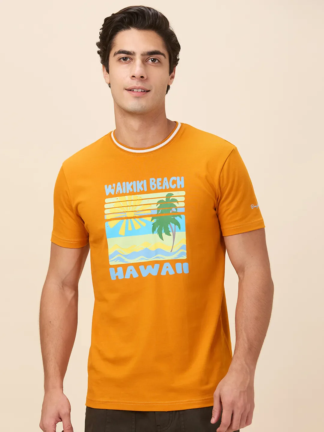 Amber Slim Fit Round Neck Men's T-Shirt by Being Human Clothing