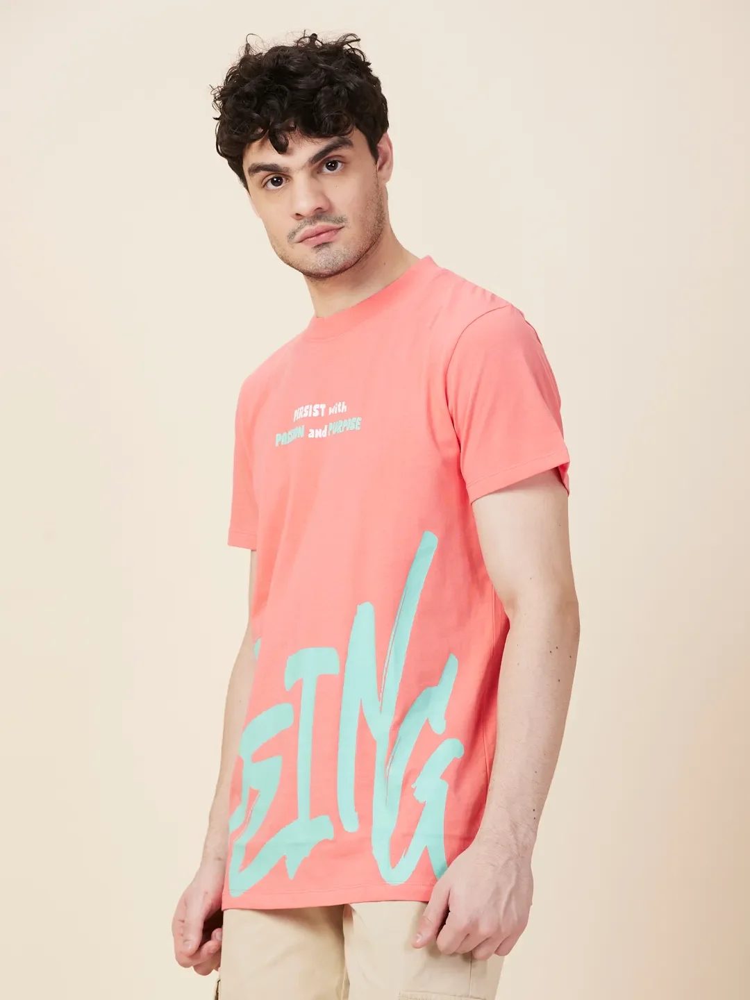Coral Easy Fit Round Neck Men's T-Shirt by Being Human Clothing - Image 4