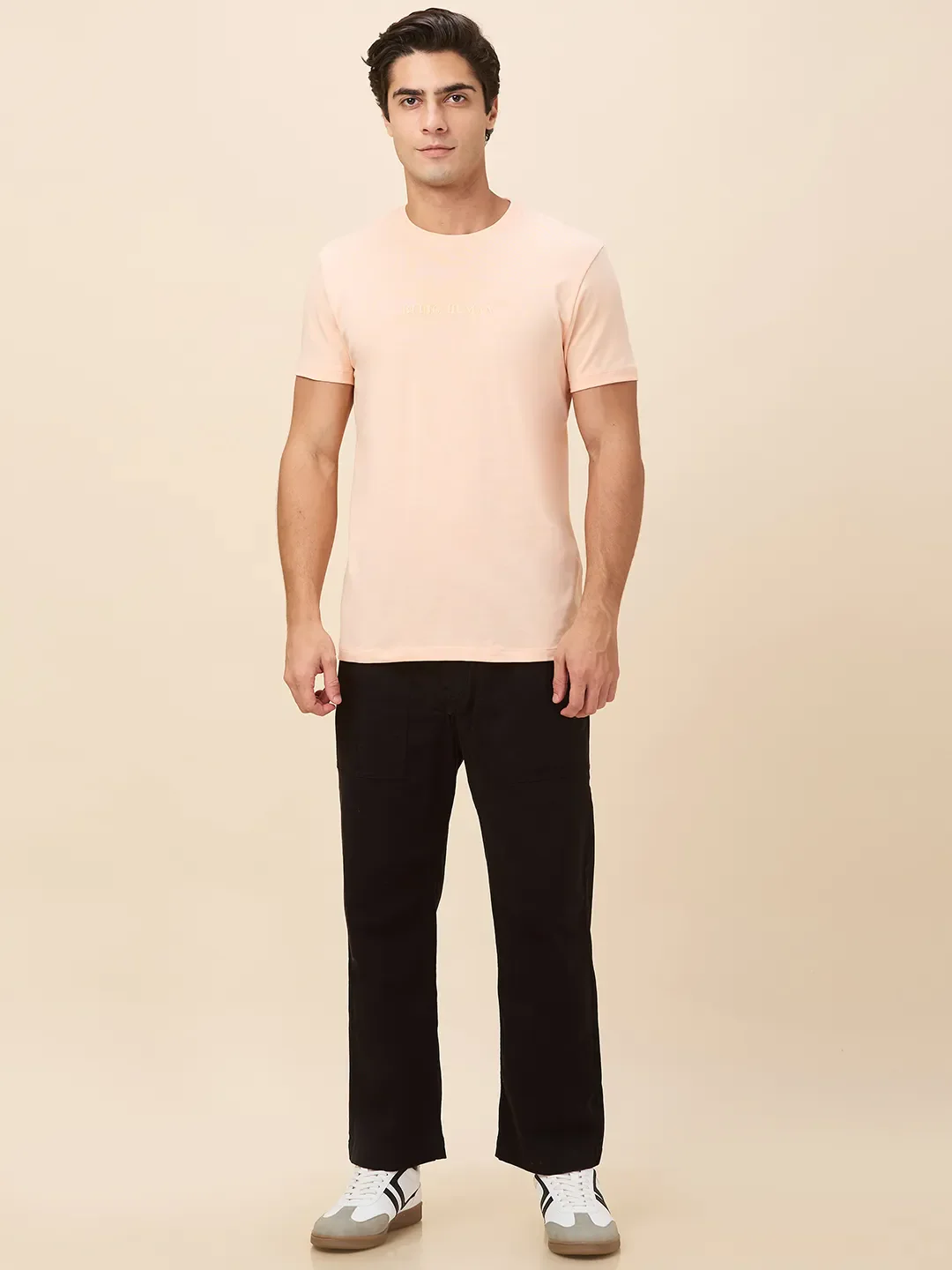 Peach Slim Fit Round Neck Men's T-Shirt by Being Human Clothing - Image 2