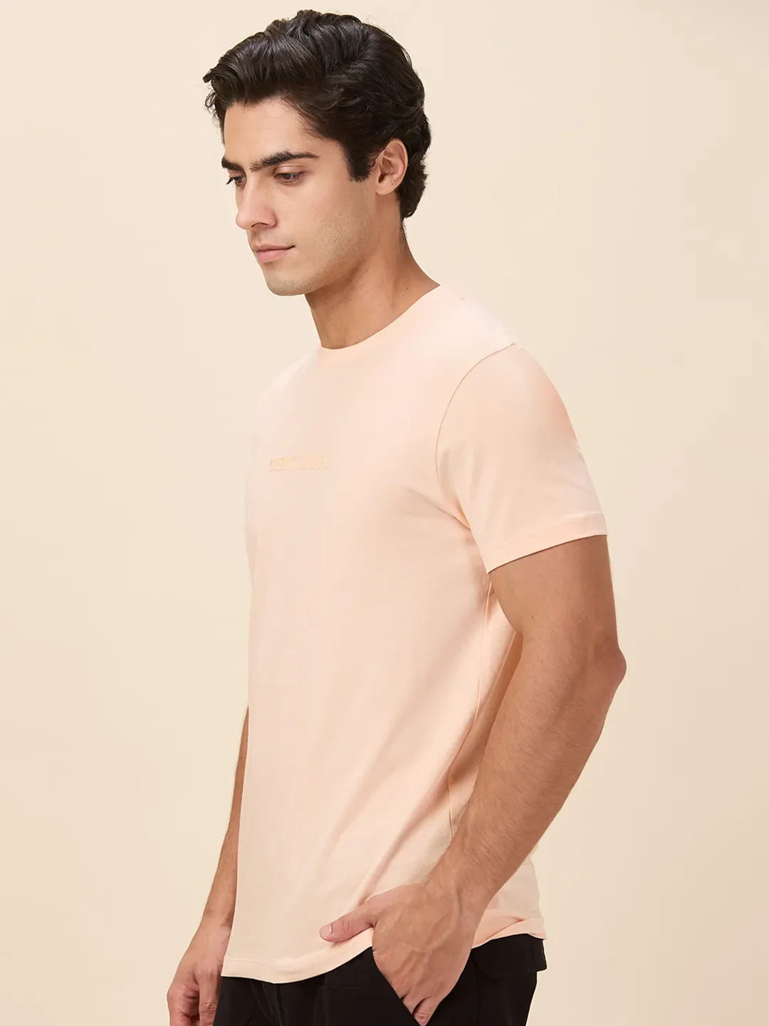 Peach Slim Fit Round Neck Men's T-Shirt by Being Human Clothing - Image 4