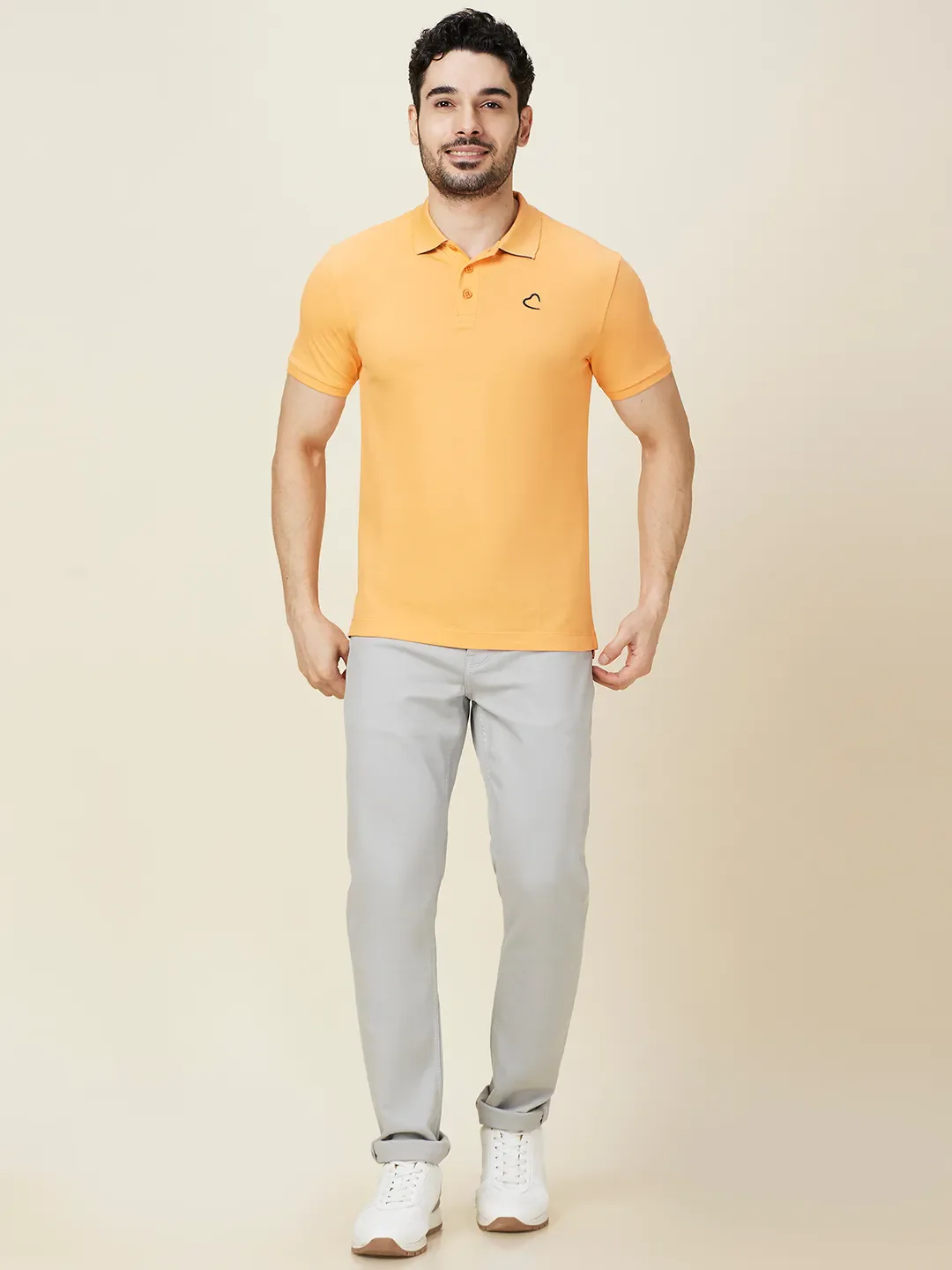 Orange Regular Fit Men's Polo T-shirt by Being Human Clothing - Image 2
