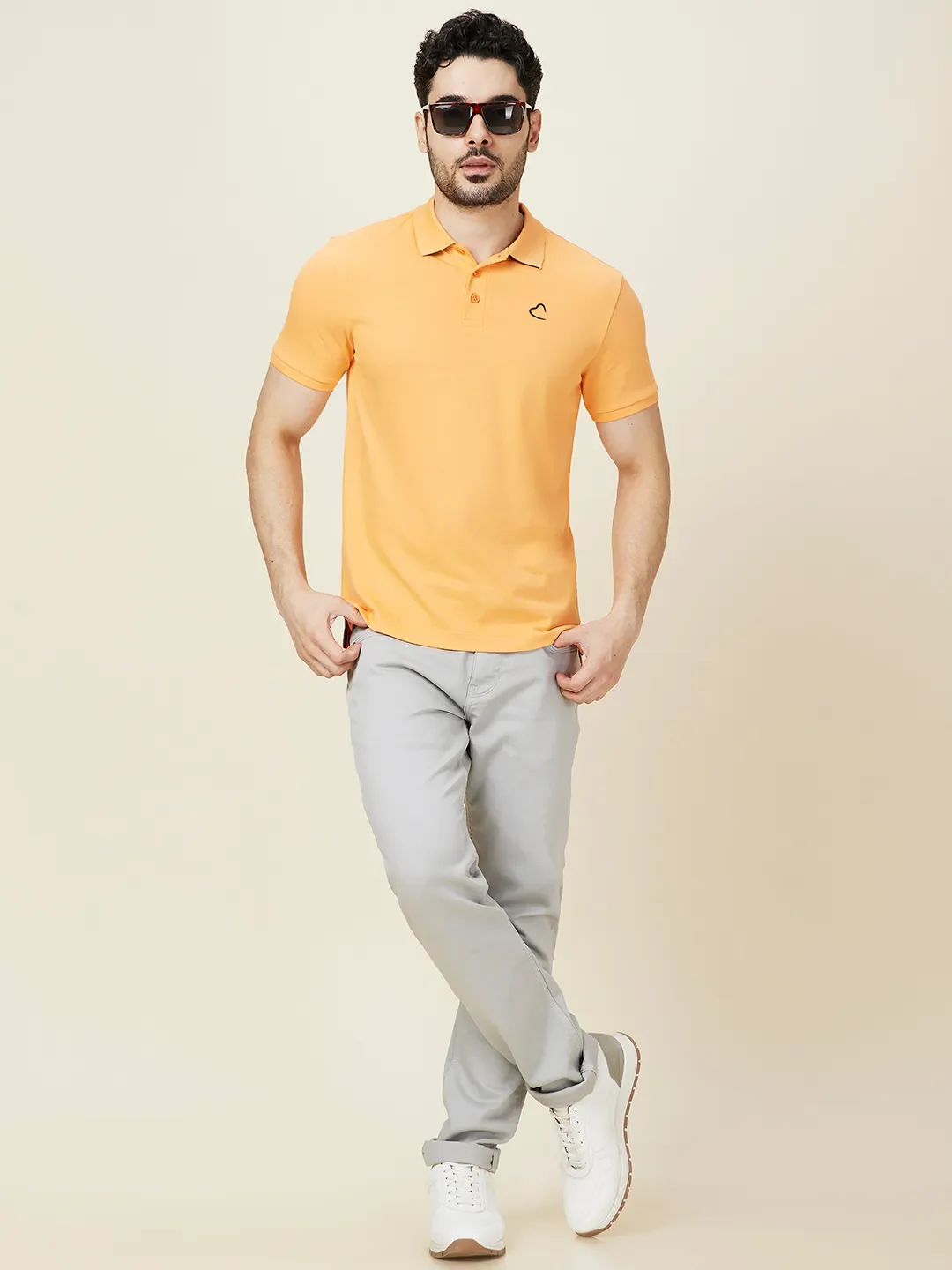 Orange Regular Fit Men's Polo T-shirt by Being Human Clothing - Image 6