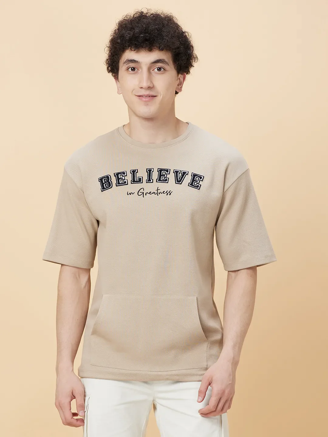 Brown Oversized Fit Men's Short Sleeves T-Shirt by Being Human Clothing