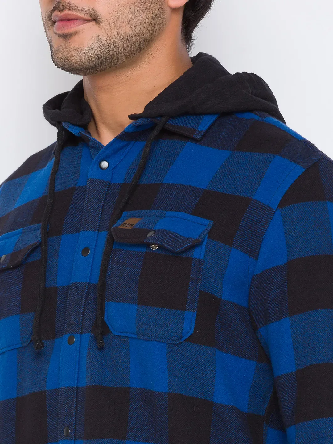 Blue Oversized Fit Regular Collar Long Sleeves Cotton Men's Shirt by Being Human Clothing - Image 3