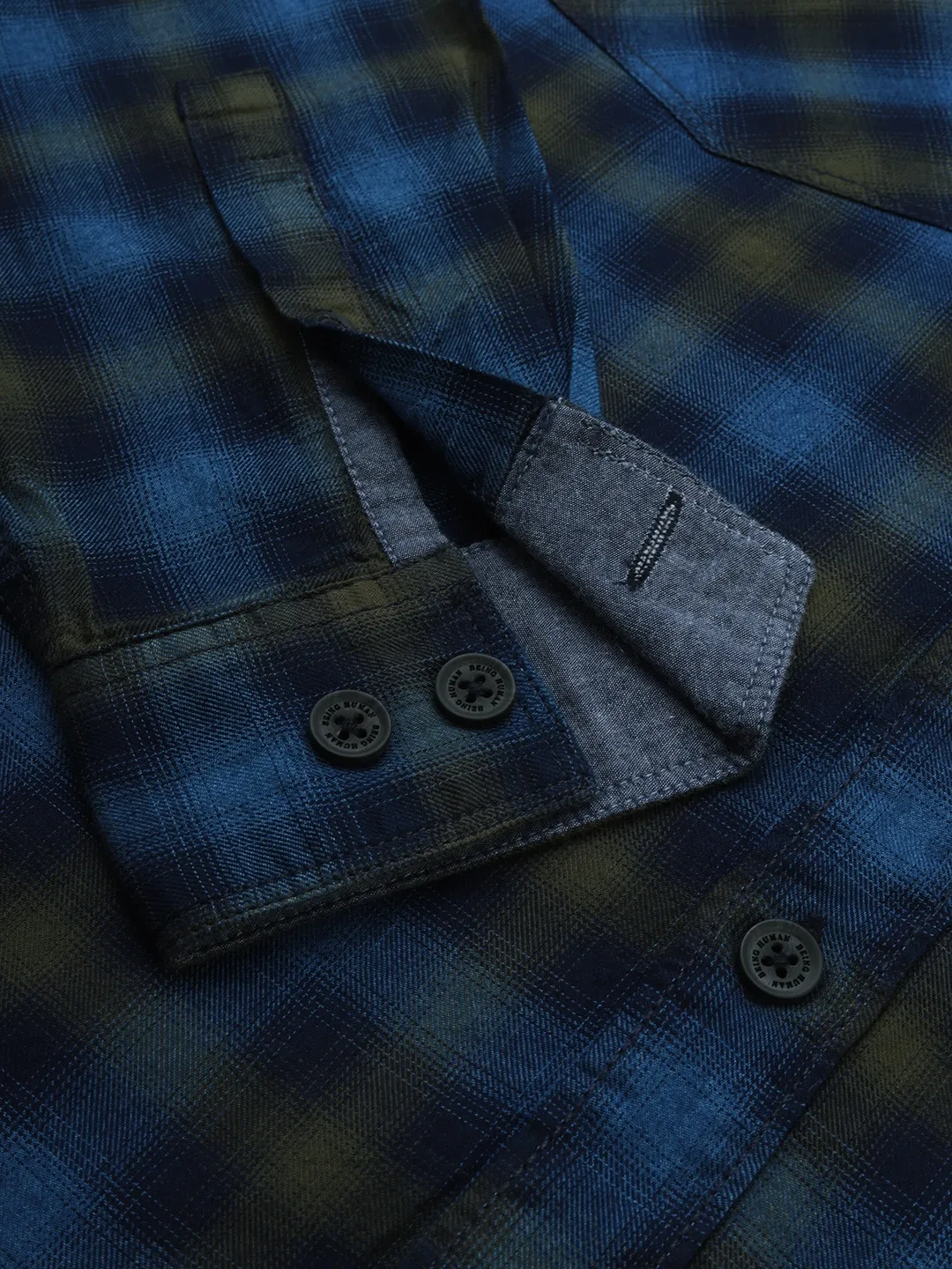 Blue Regular Fit  Long Sleeves Cotton Men's Shirt by Being Human Clothing - Image 5