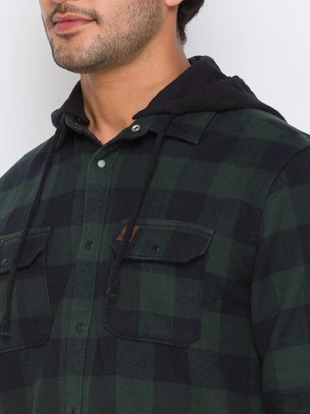 Green Oversized Fit Regular Collar Long Sleeves Cotton Men's Shirt by Being Human Clothing - Image 4