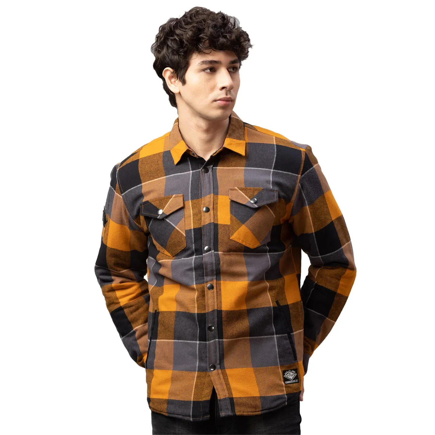 Yellow Oversized Fit Regular Collar Long Sleeves Cotton Men's Shirt by Being Human Clothing