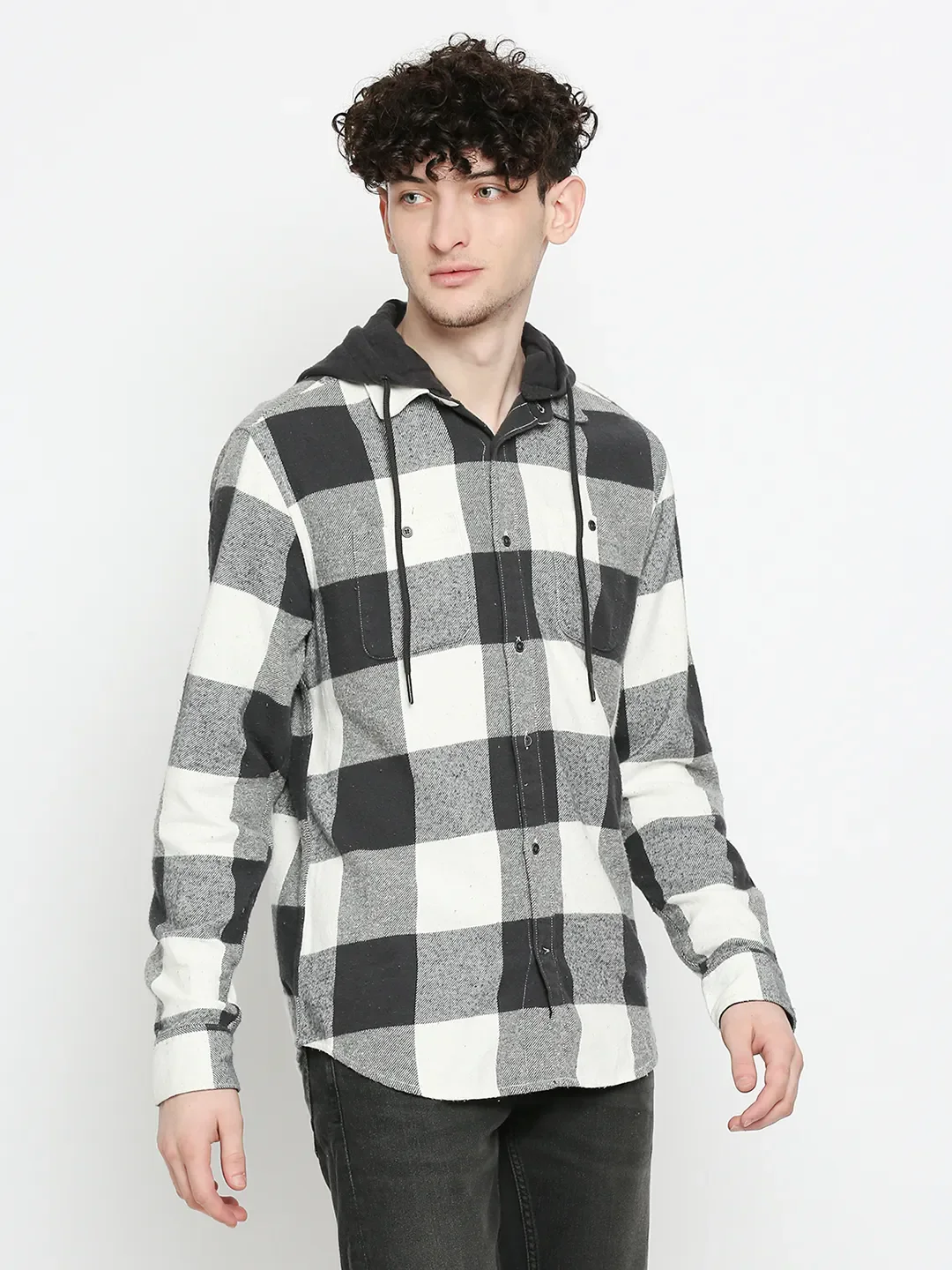 White Oversized Fit Regular Collar Long Sleeves Men's Shirt by Being Human Clothing - Image 3