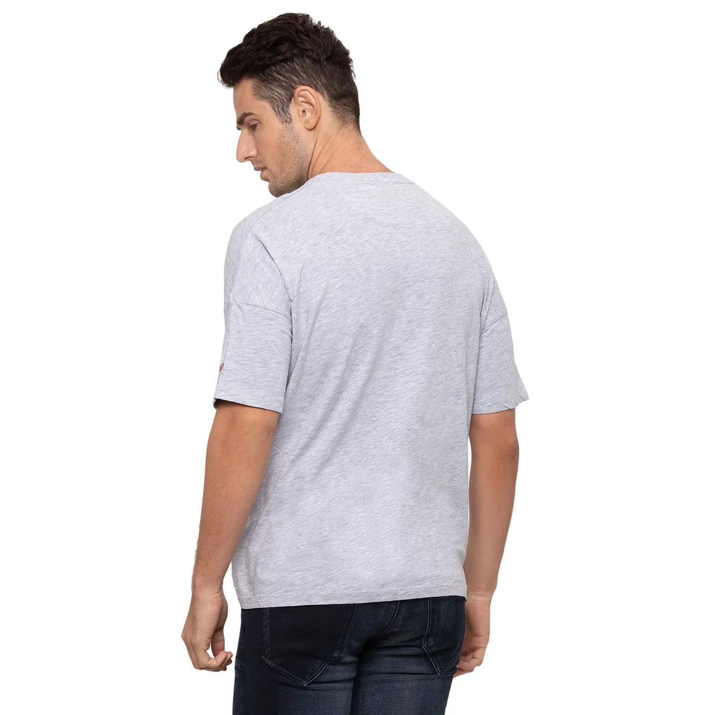 Light Grey Over Sized Fit Round Neck Men's T-Shirt by Being Human Clothing - Image 3