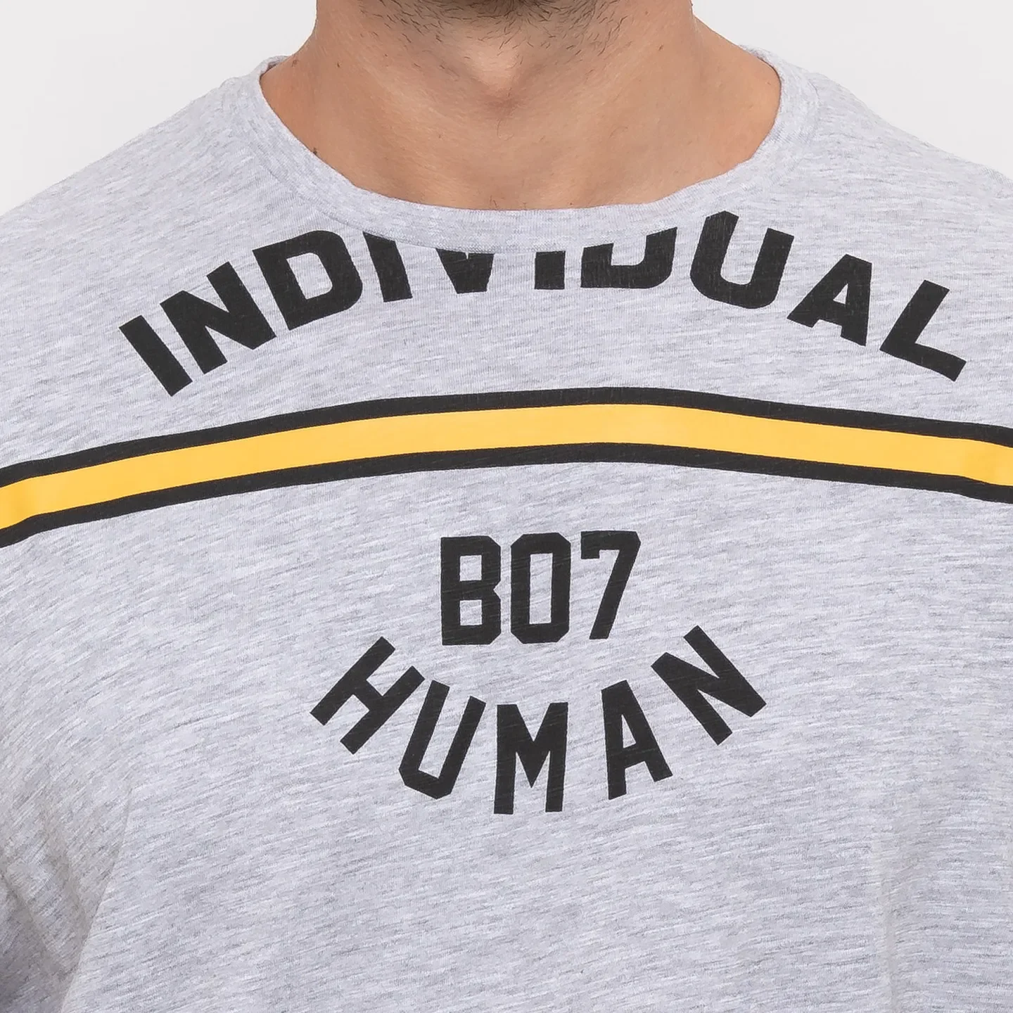 Light Grey Over Sized Fit Round Neck Men's T-Shirt by Being Human Clothing - Image 5