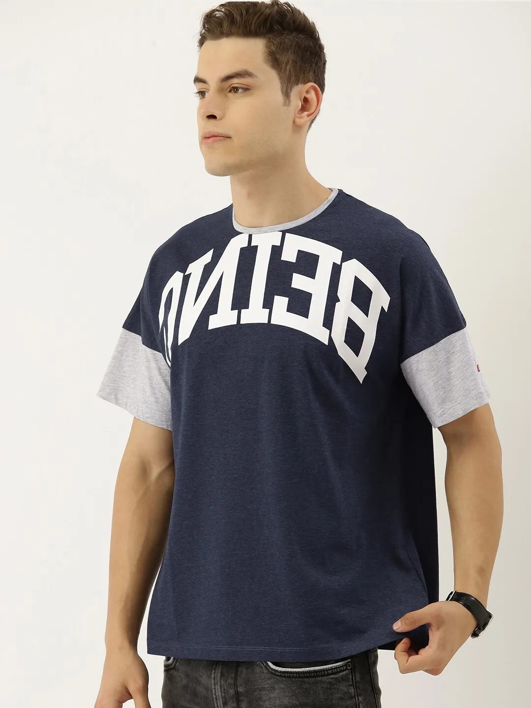 Grey Oversized Fit Men's T-Shirt by Being Human Clothing - Image 3