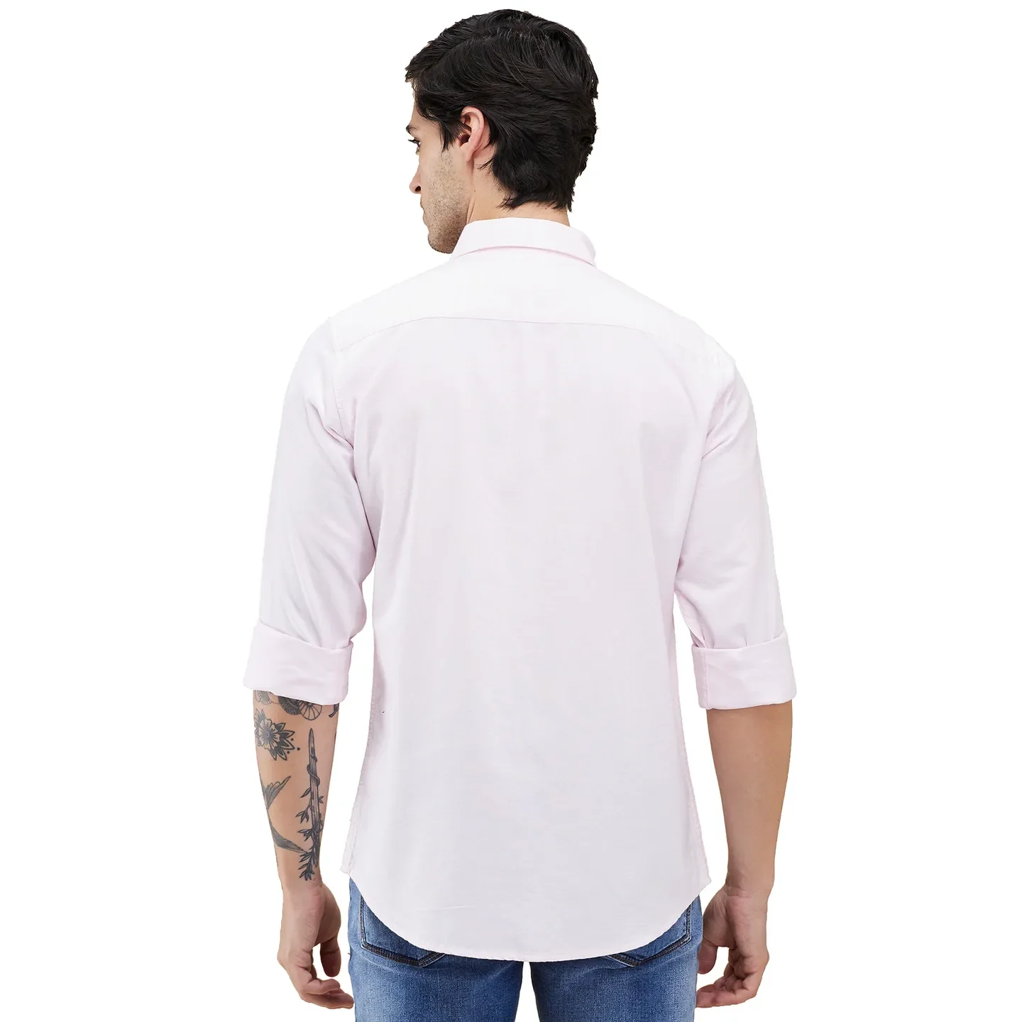 Light Pink Slim Fit Regular Collar Men's Shirt by Being Human Clothing - Image 3