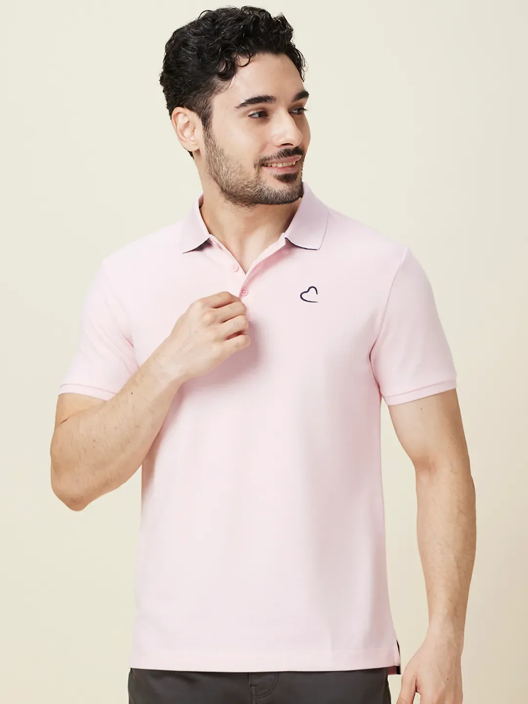 Pink Regular Fit Men's Polo T-shirt by Being Human Clothing
