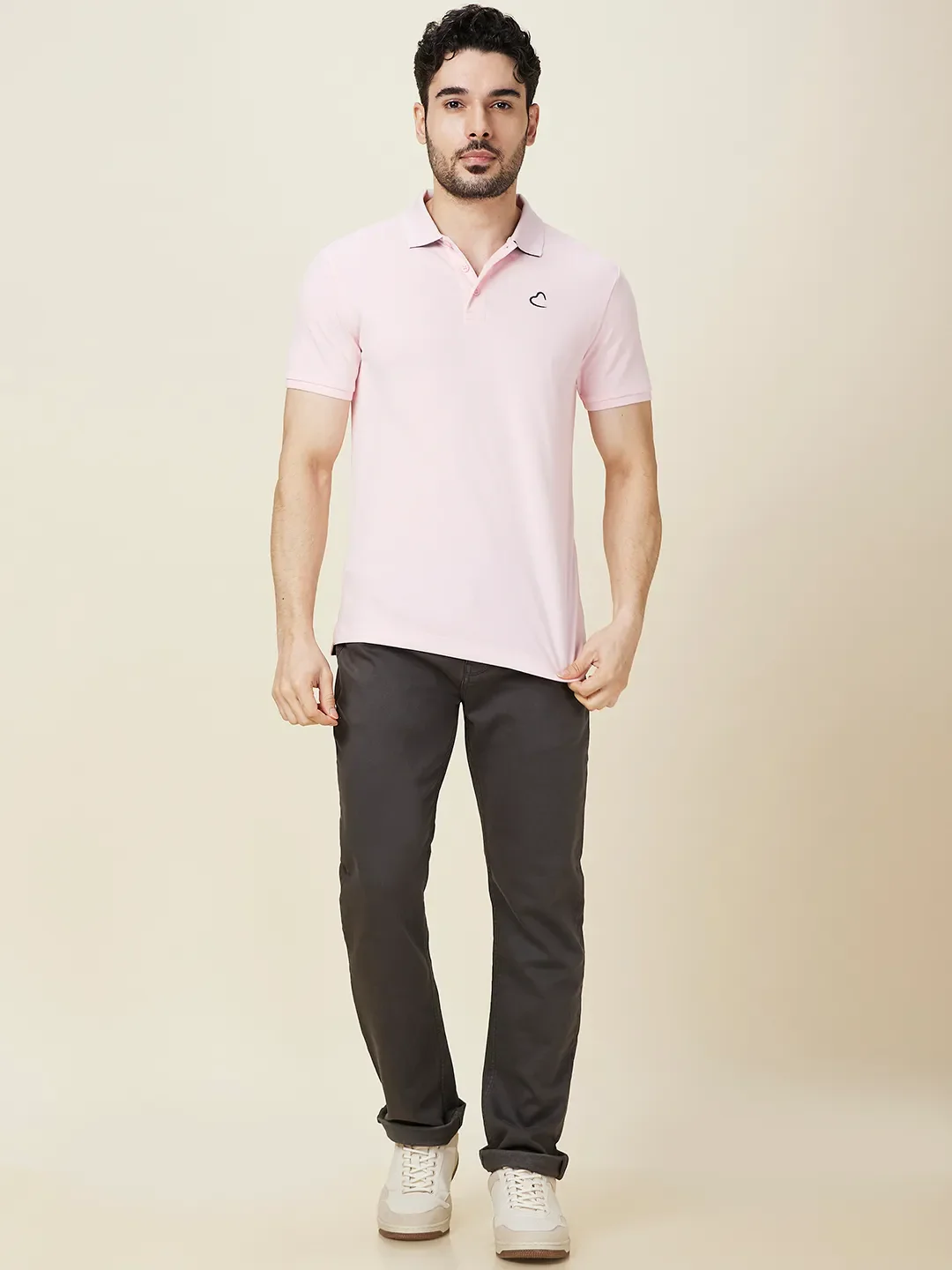 Pink Regular Fit Men's Polo T-shirt by Being Human Clothing - Image 2