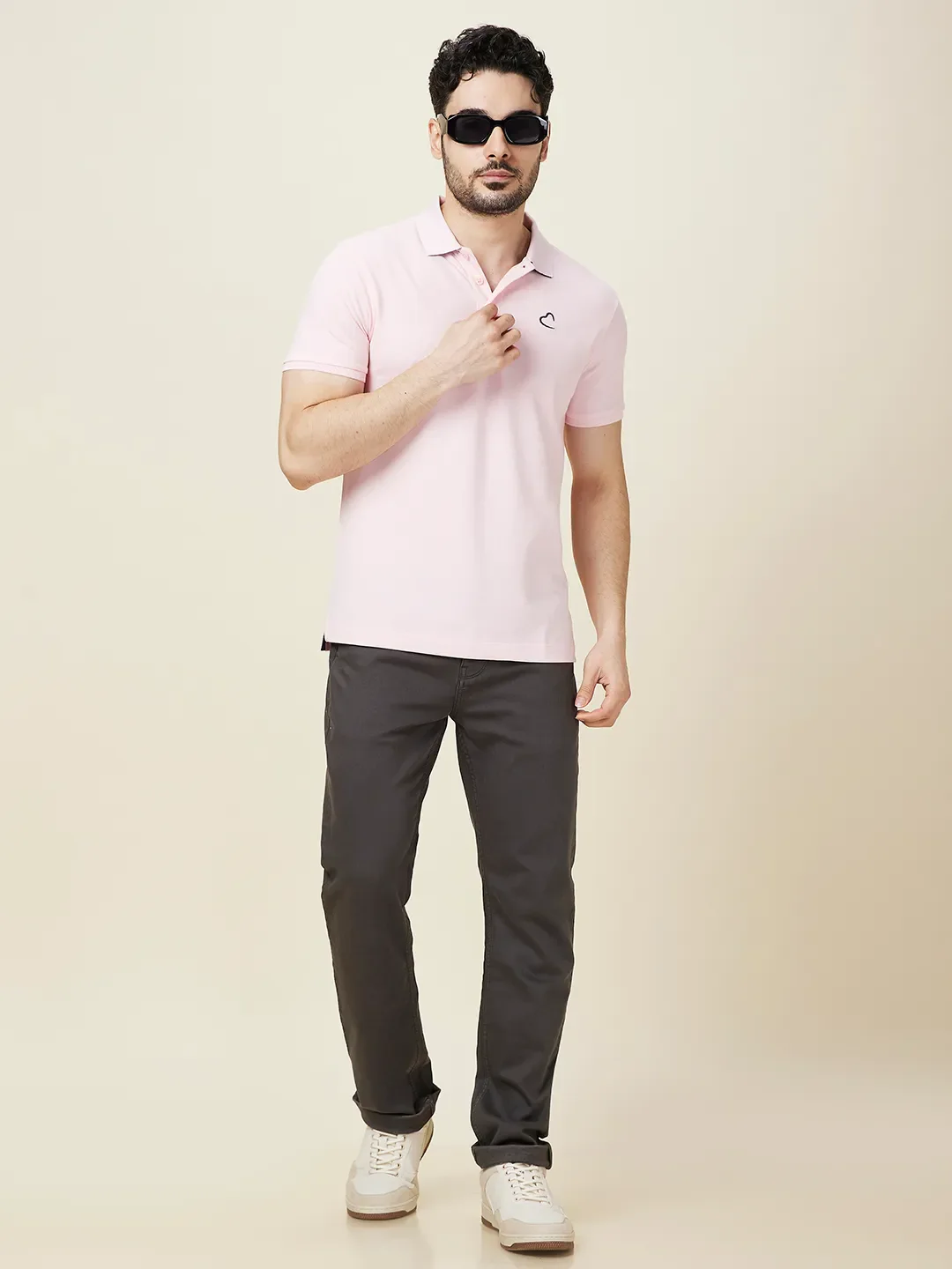 Pink Regular Fit Men's Polo T-shirt by Being Human Clothing - Image 6