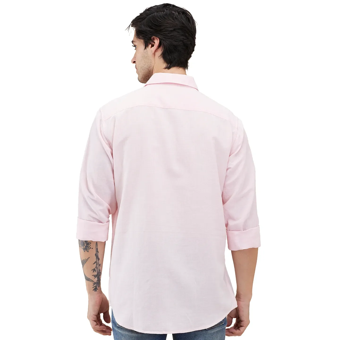 Pink Slim Fit Regular Collar Men's Shirt by Being Human Clothing - Image 3
