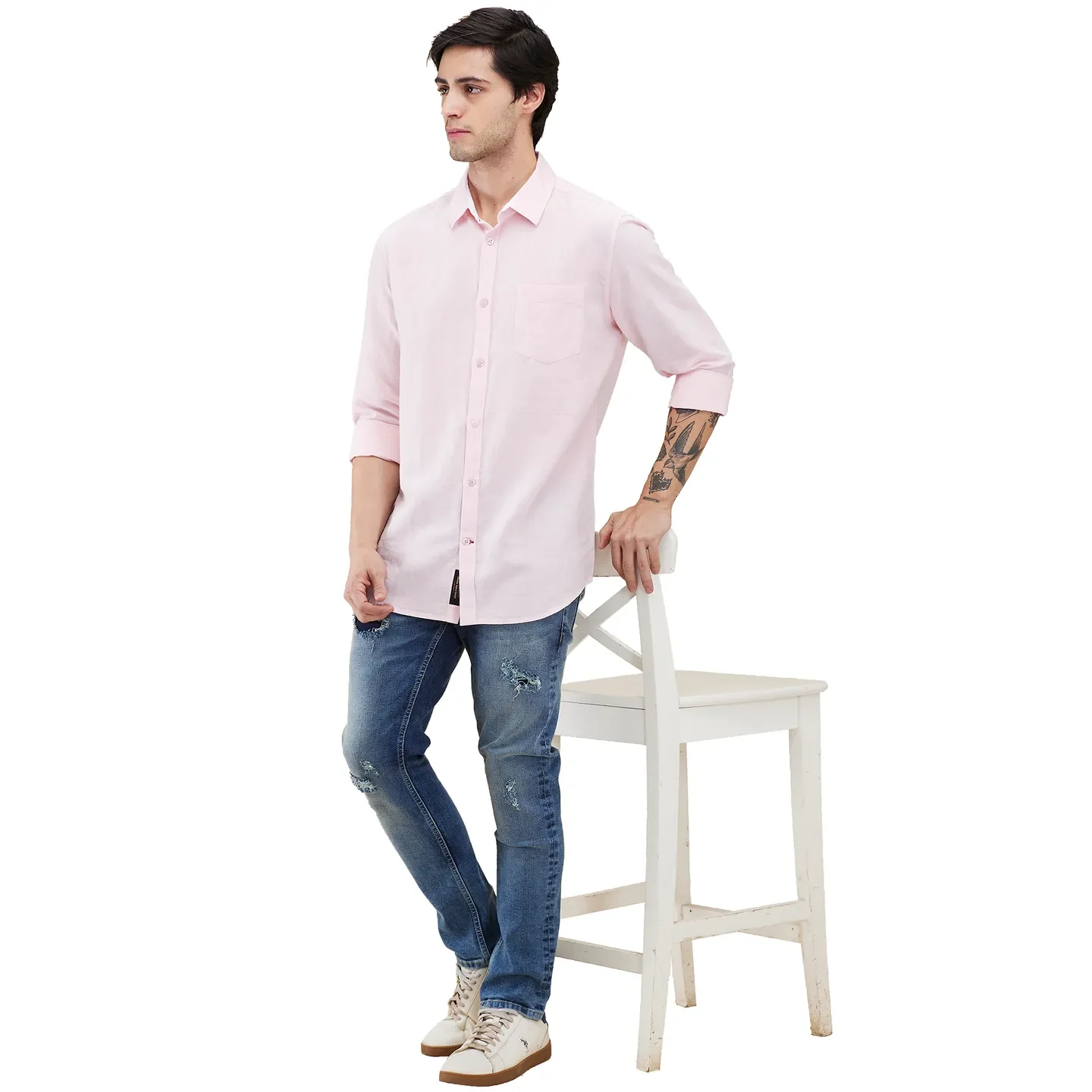 Pink Slim Fit Regular Collar Men's Shirt by Being Human Clothing - Image 6