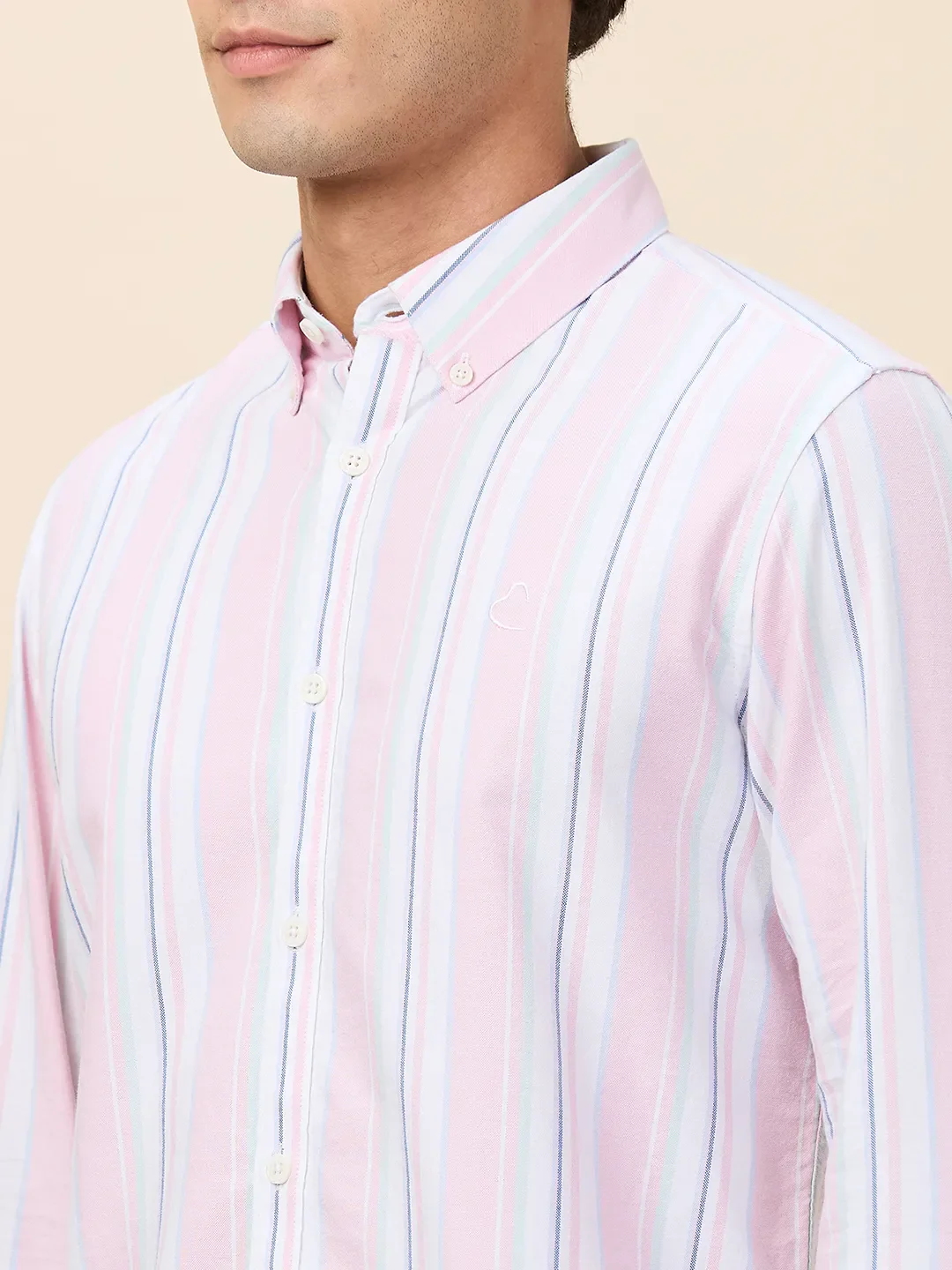 Pink Regular Fit Regular Collar Men's Shirt by Being Human Clothing - Image 5