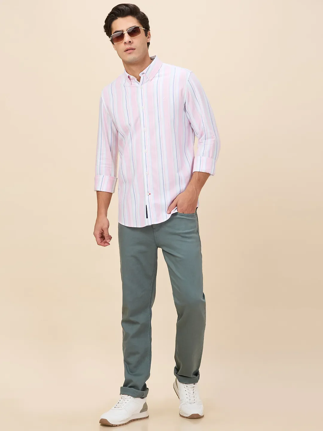 Pink Regular Fit Regular Collar Men's Shirt by Being Human Clothing - Image 6