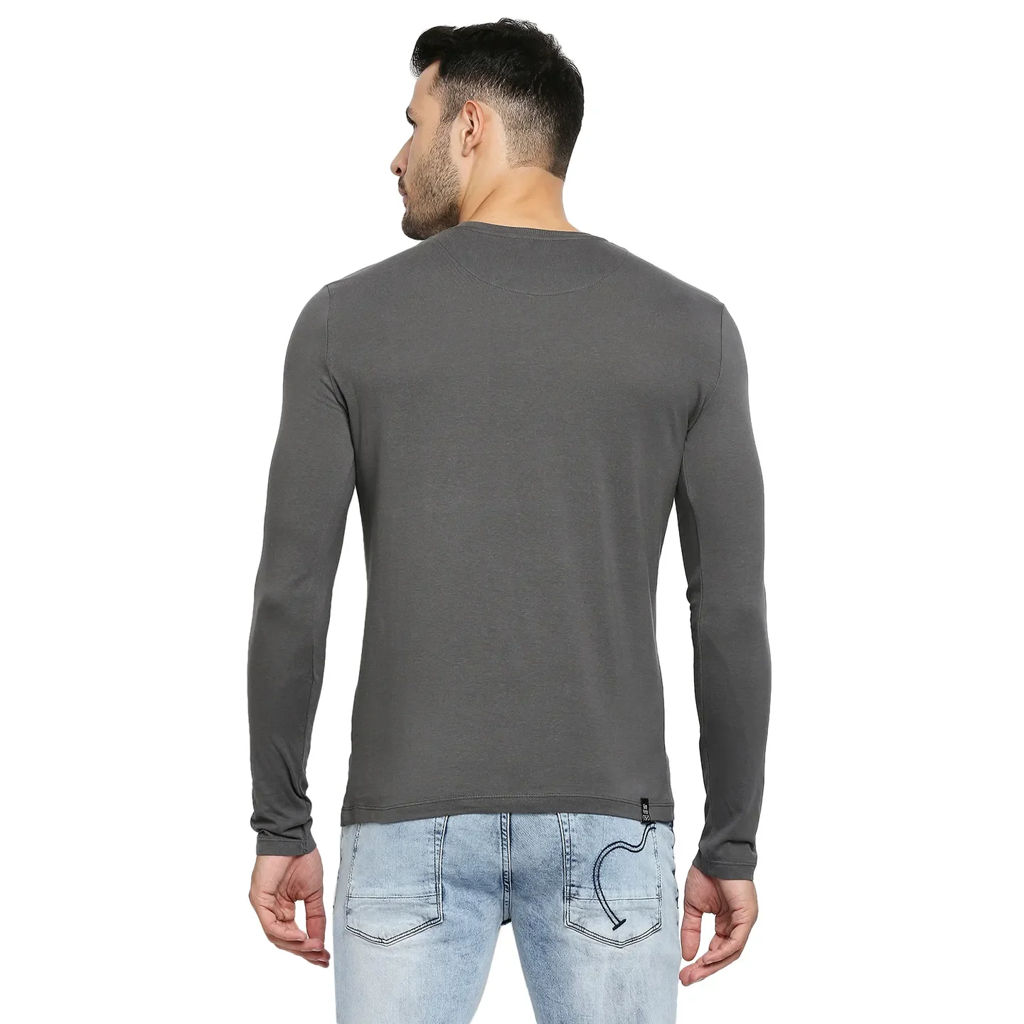 Grey Regular Fit Men's Long Sleeves T-Shirt by Being Human Clothing - Image 4