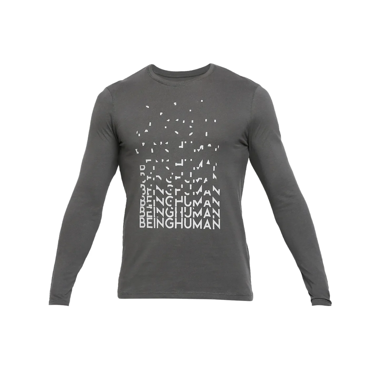 Grey Regular Fit Men's Long Sleeves T-Shirt by Being Human Clothing - Image 7