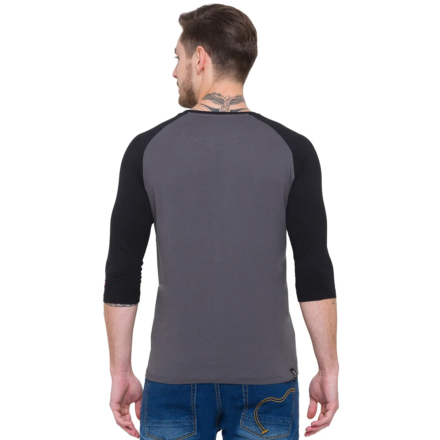 Grey Regular Fit Men's Long Sleeves T-Shirt by Being Human Clothing - Image 3