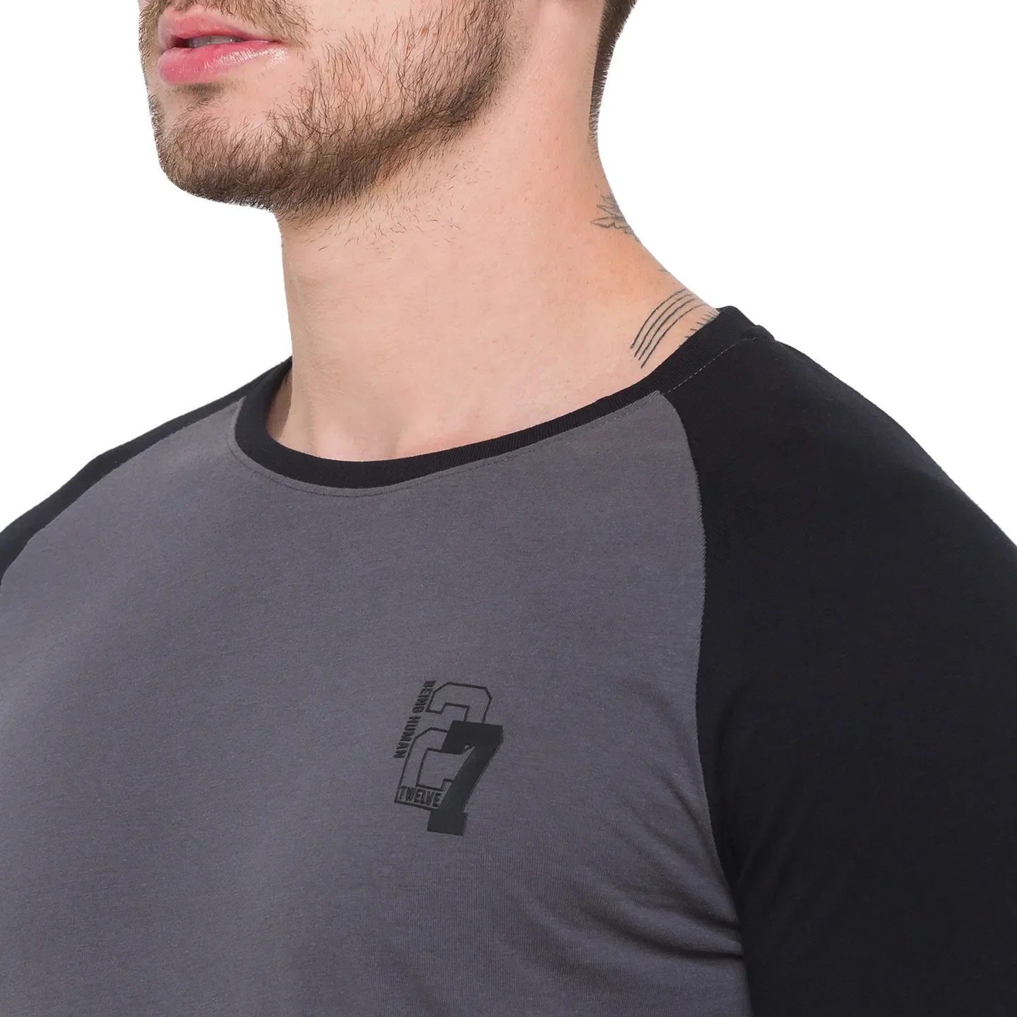 Grey Regular Fit Men's Long Sleeves T-Shirt by Being Human Clothing - Image 5