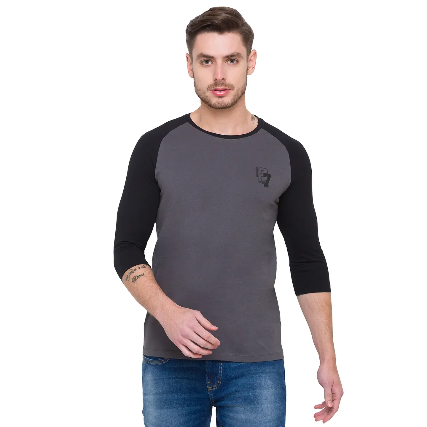 Grey Regular Fit Men's Long Sleeves T-Shirt by Being Human Clothing - Image 6
