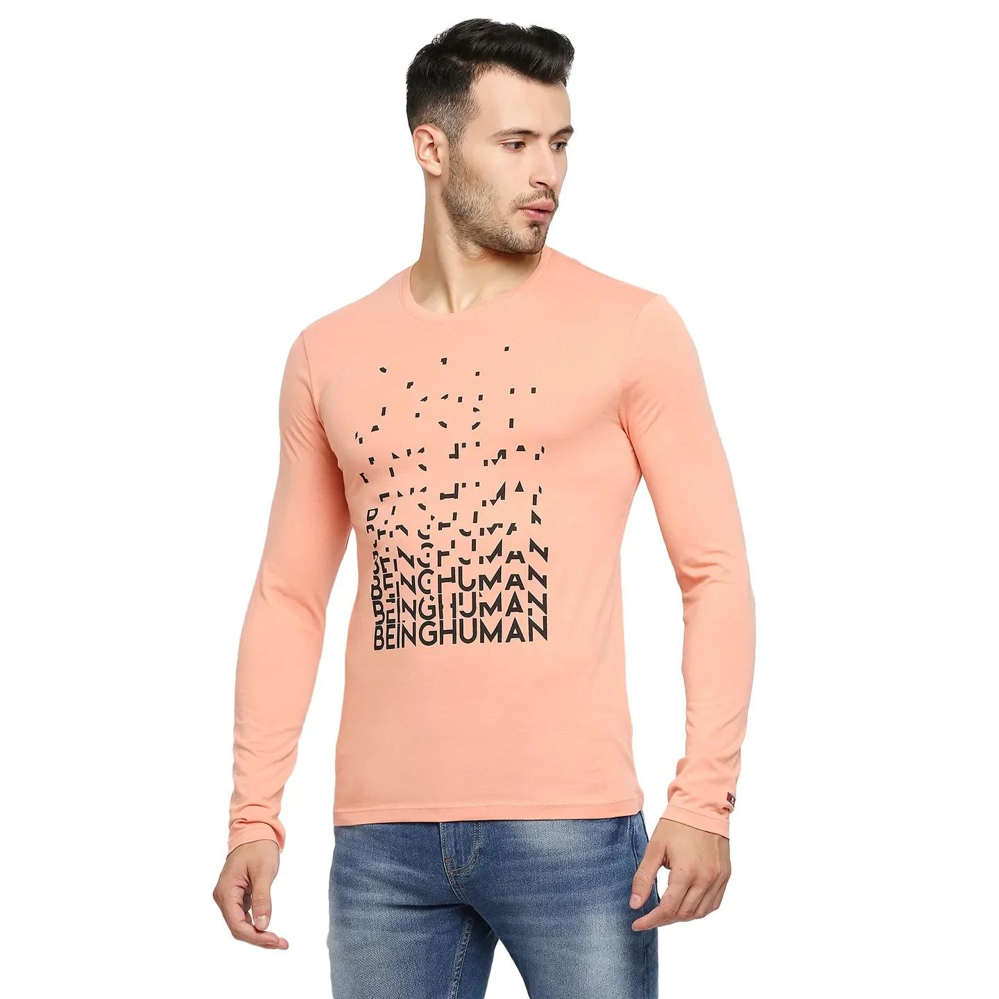 Pink Regular Fit Men's Long Sleeves T-Shirt by Being Human Clothing - Image 3