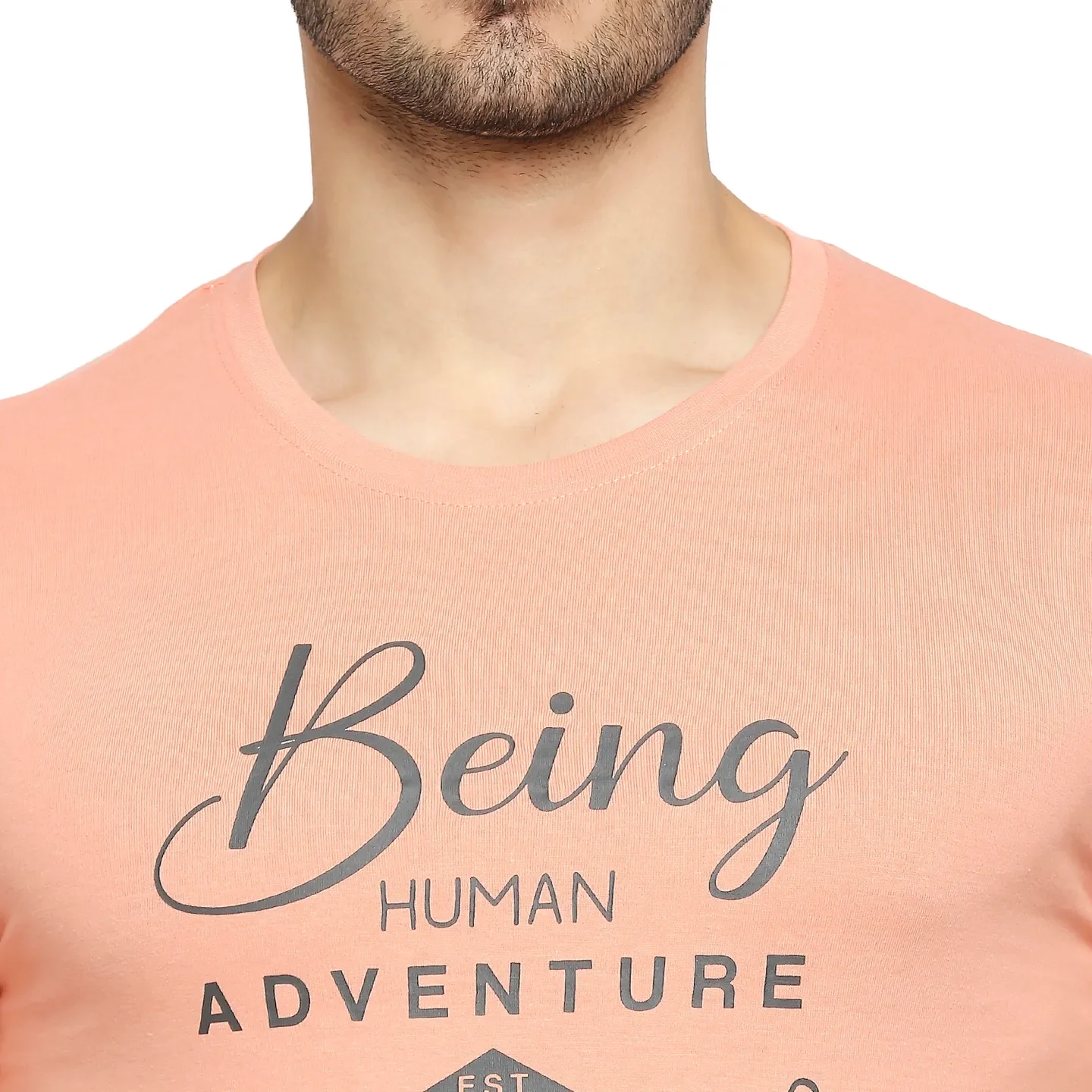 Pink Regular Fit Men's Long Sleeves T-Shirt by Being Human Clothing - Image 2