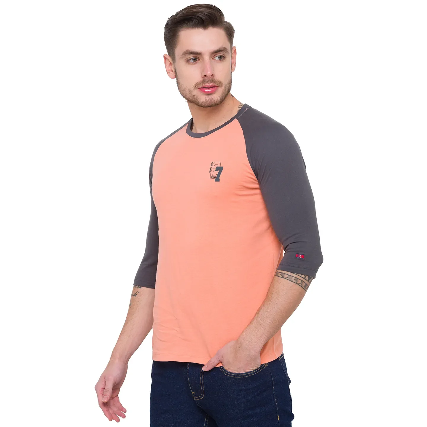 Pink Regular Fit Men's Long Sleeves T-Shirt by Being Human Clothing - Image 7
