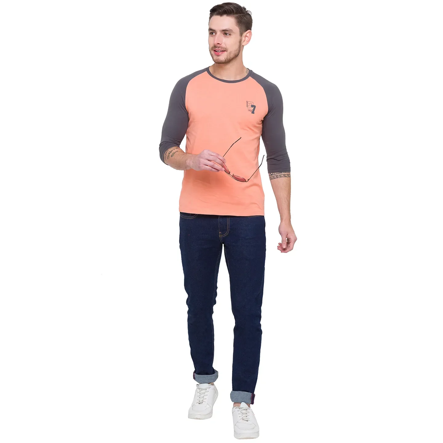 Pink Regular Fit Men's Long Sleeves T-Shirt by Being Human Clothing - Image 9