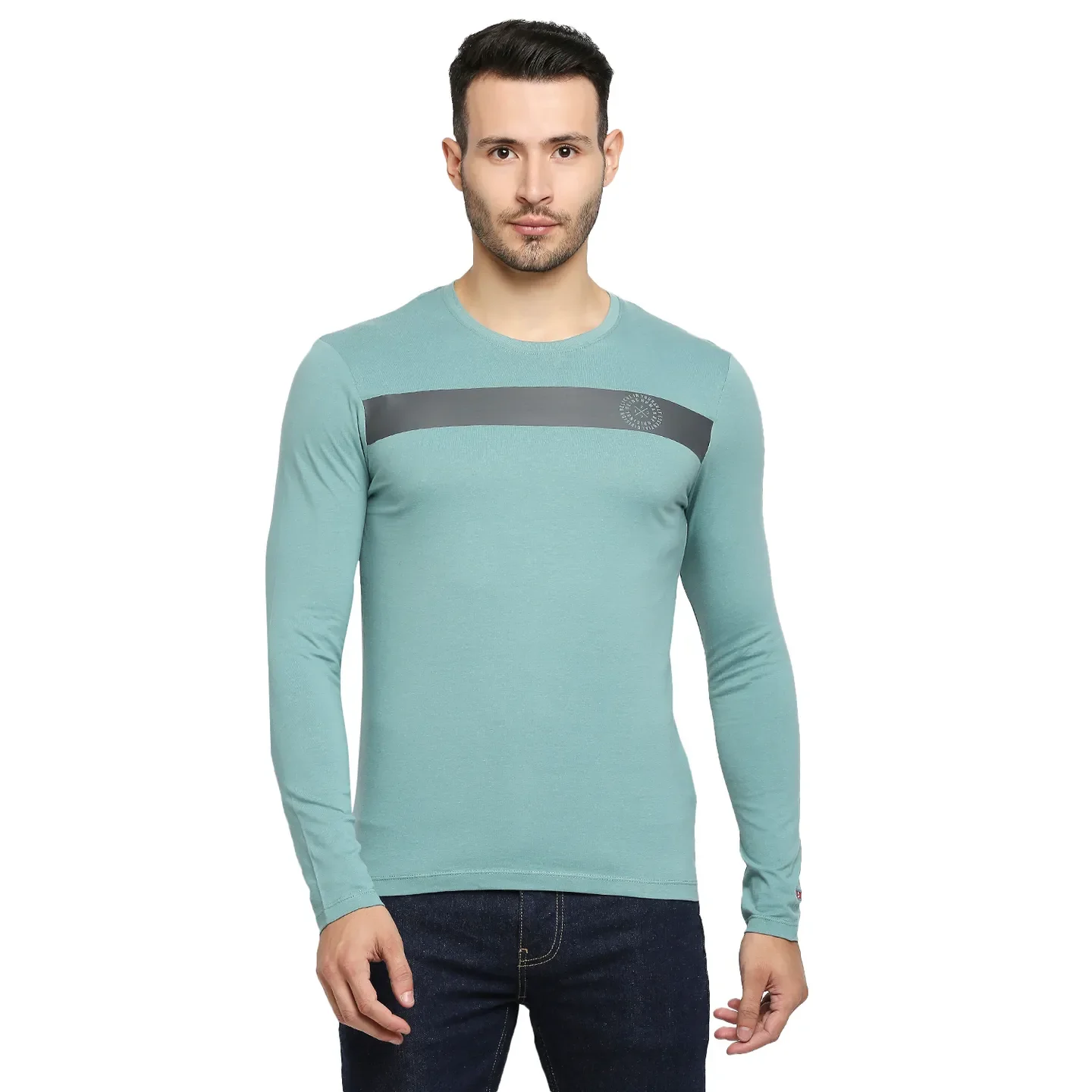 Green Regular Fit Men's Long Sleeves T-Shirt by Being Human Clothing
