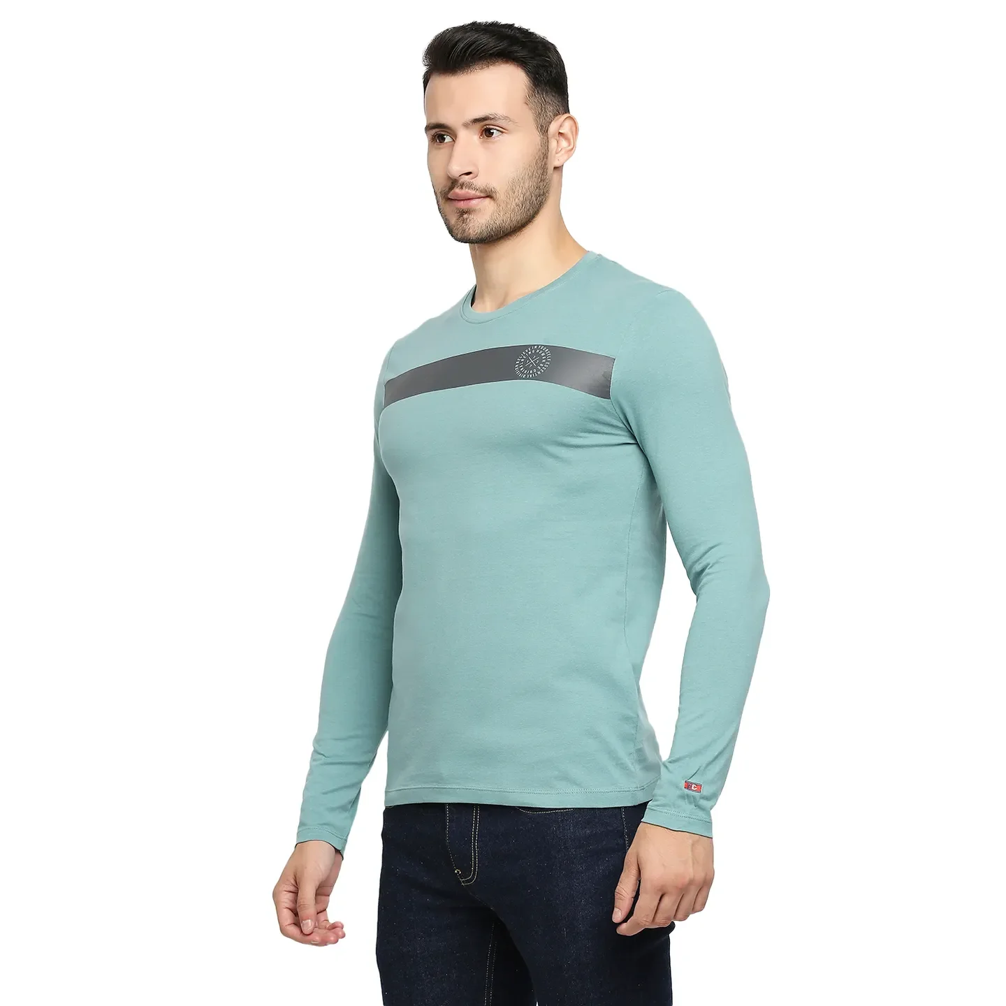 Green Regular Fit Men's Long Sleeves T-Shirt by Being Human Clothing - Image 3