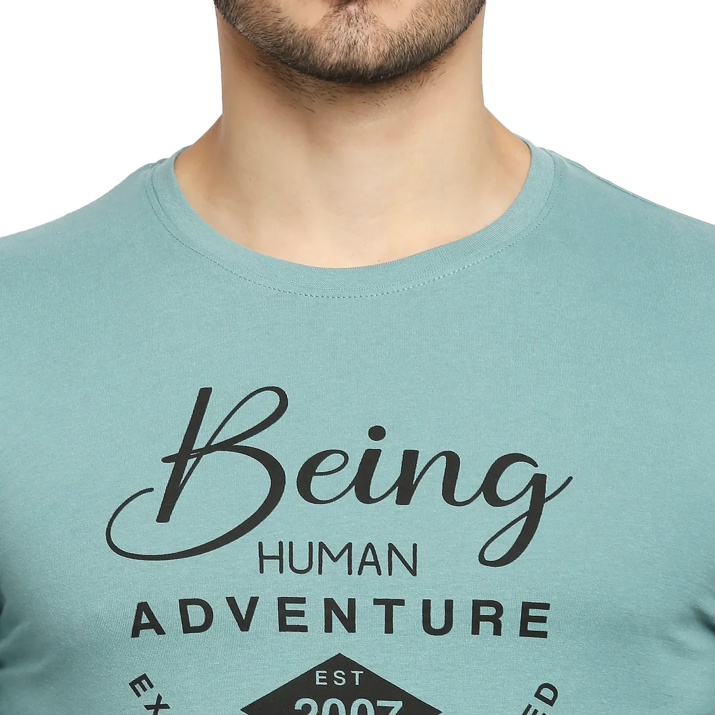 Green Regular Fit Men's Long Sleeves T-Shirt by Being Human Clothing - Image 2