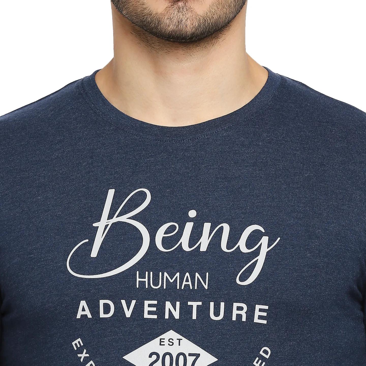Blue Regular Fit Men's Long Sleeves T-Shirt by Being Human Clothing - Image 2