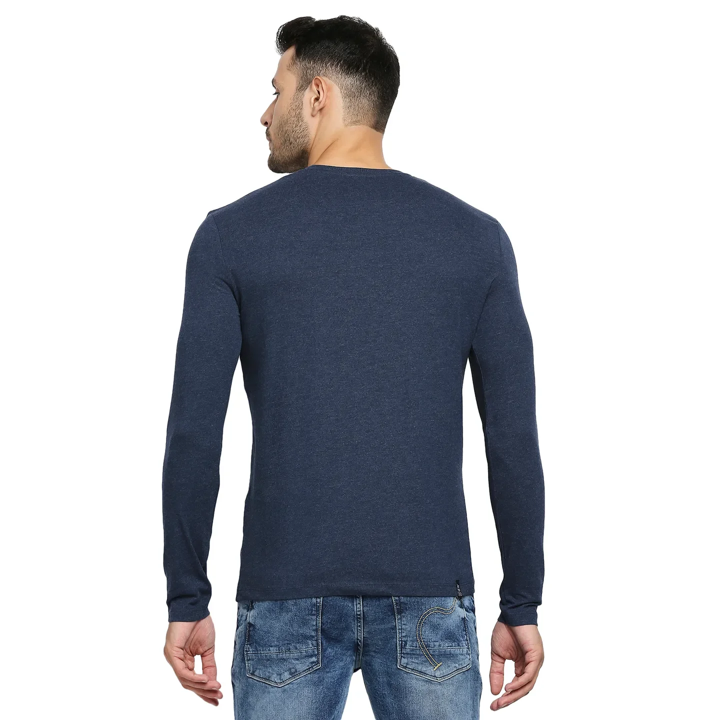 Blue Regular Fit Men's Long Sleeves T-Shirt by Being Human Clothing - Image 4
