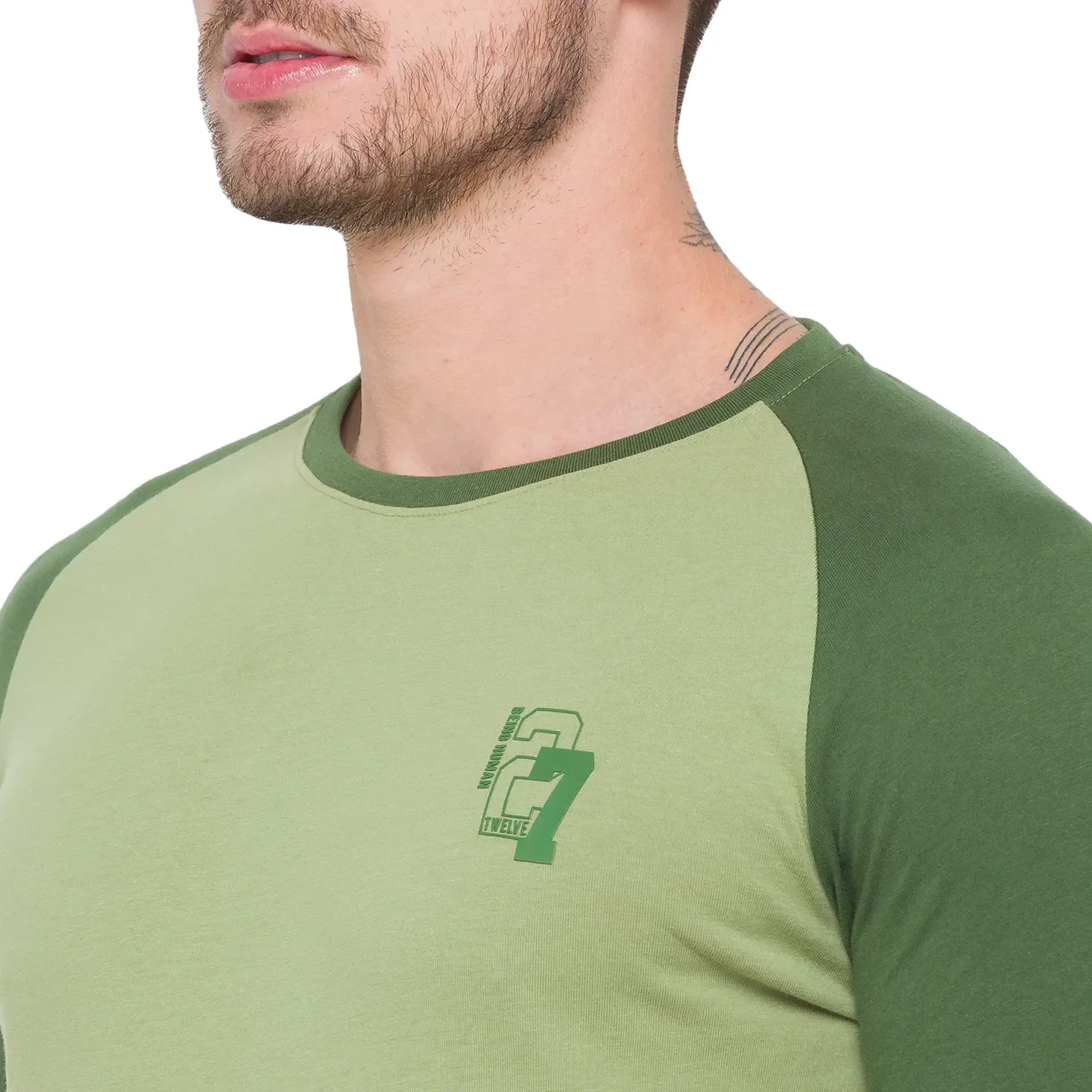 Green Regular Fit Men's Long Sleeves T-Shirt by Being Human Clothing - Image 10