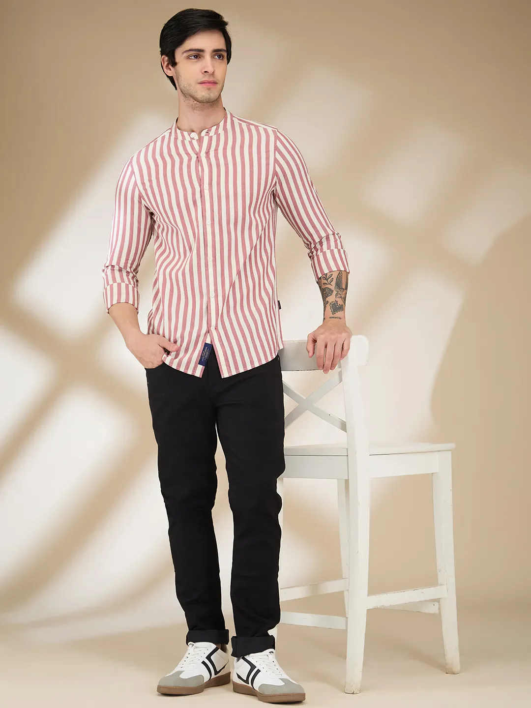 Red Regular Fit Regular Collar Men's Shirt by Being Human Clothing - Image 6