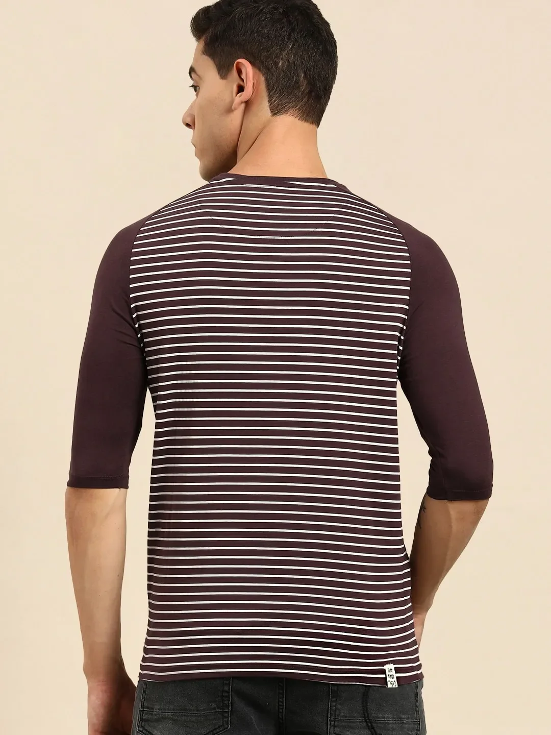 Red Regular Fit Men's 3&4 th Sleeves T-Shirt by Being Human Clothing - Image 3